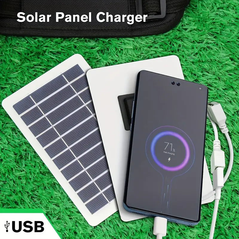 Portable Solar Charger USB, Outdoor Travel Solar Panel Power Supply, Powered Charging Adapter, Camping, Hiking, 0-5W Output, USB Connector, Travel Charger No Battery and Working Voltage ≤36V