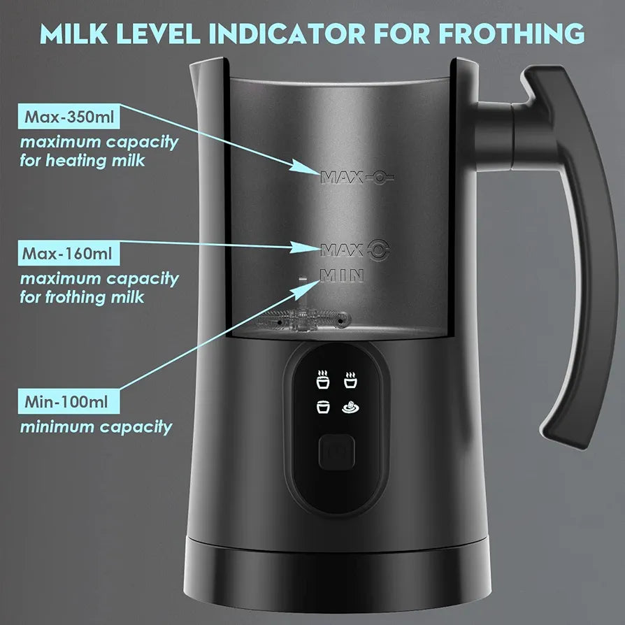 Electric Milk Frother, 4 in 1 Milk Steamer,11.8oz/350ml Automatic Warm and Cold Foam Maker for Coffee,Latte, Cappuccino, Macchiato, Hot Chocolate