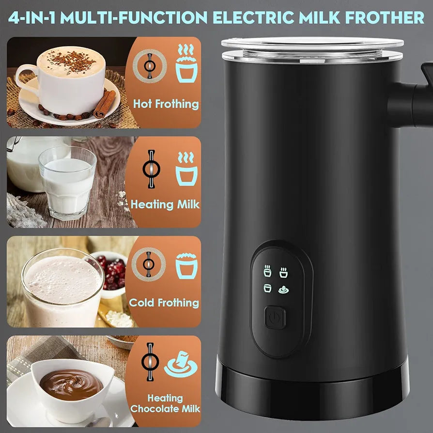 Electric Milk Frother, 4 in 1 Milk Steamer,11.8oz/350ml Automatic Warm and Cold Foam Maker for Coffee,Latte, Cappuccino, Macchiato, Hot Chocolate