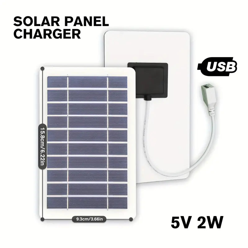 Portable Solar Charger USB, Outdoor Travel Solar Panel Power Supply, Powered Charging Adapter, Camping, Hiking, 0-5W Output, USB Connector, Travel Charger No Battery and Working Voltage ≤36V